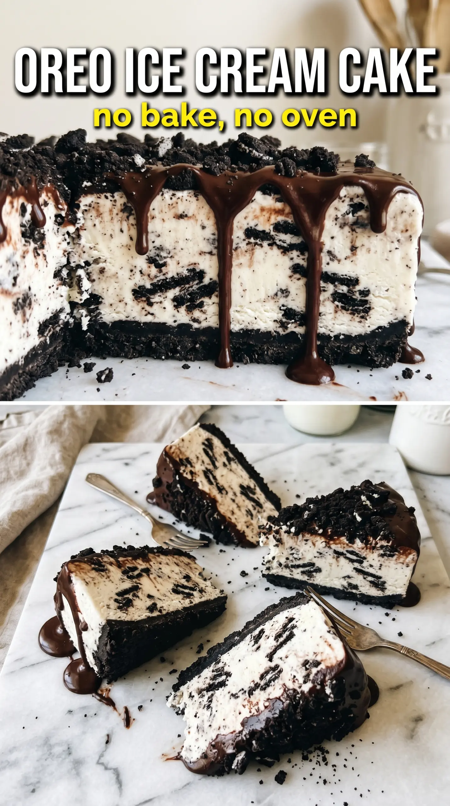Slice of ice cream cake on a plate