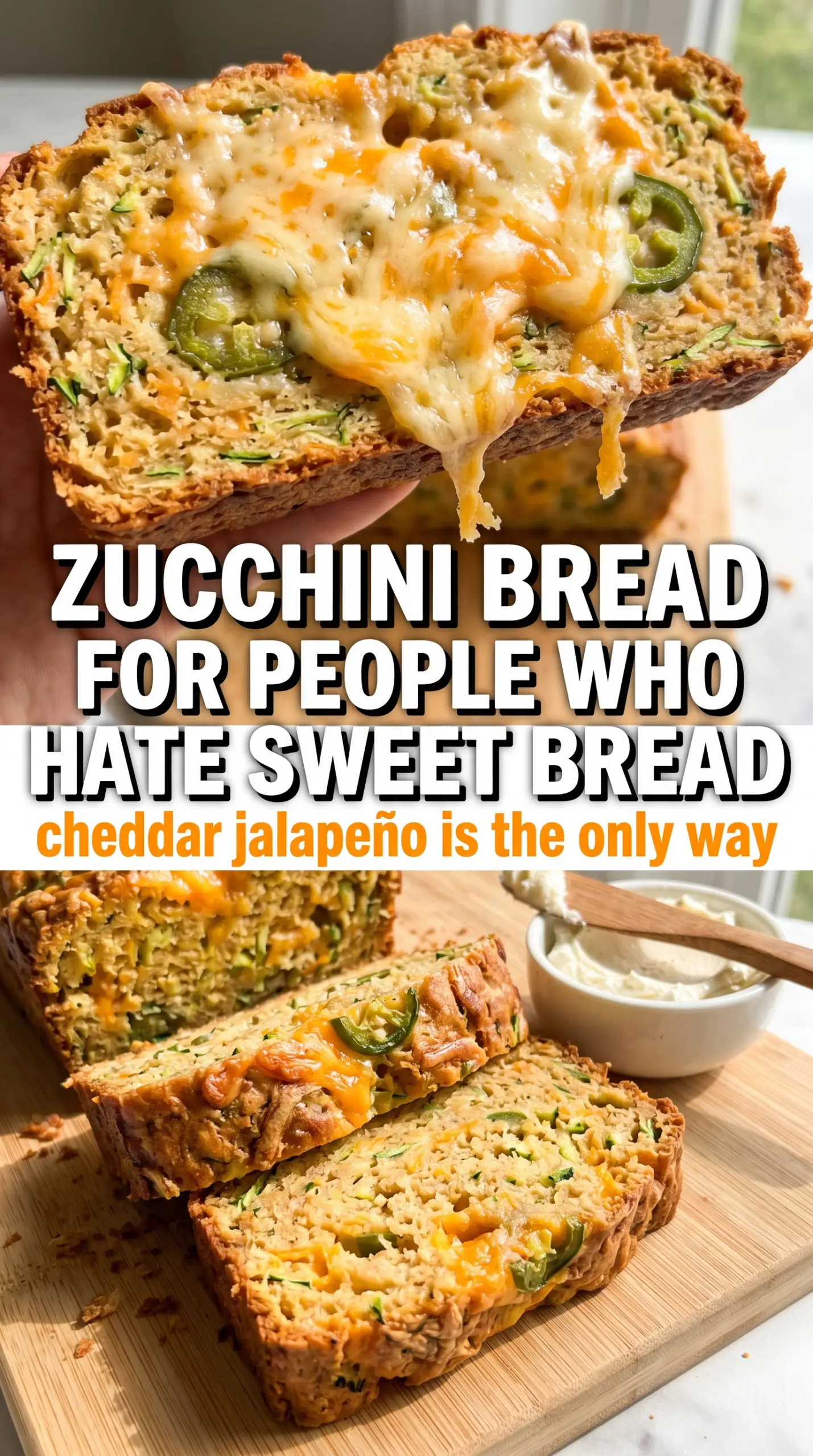 Savory Zucchini Bread with Cheddar and Jalapeños cheesy spicy loaf
