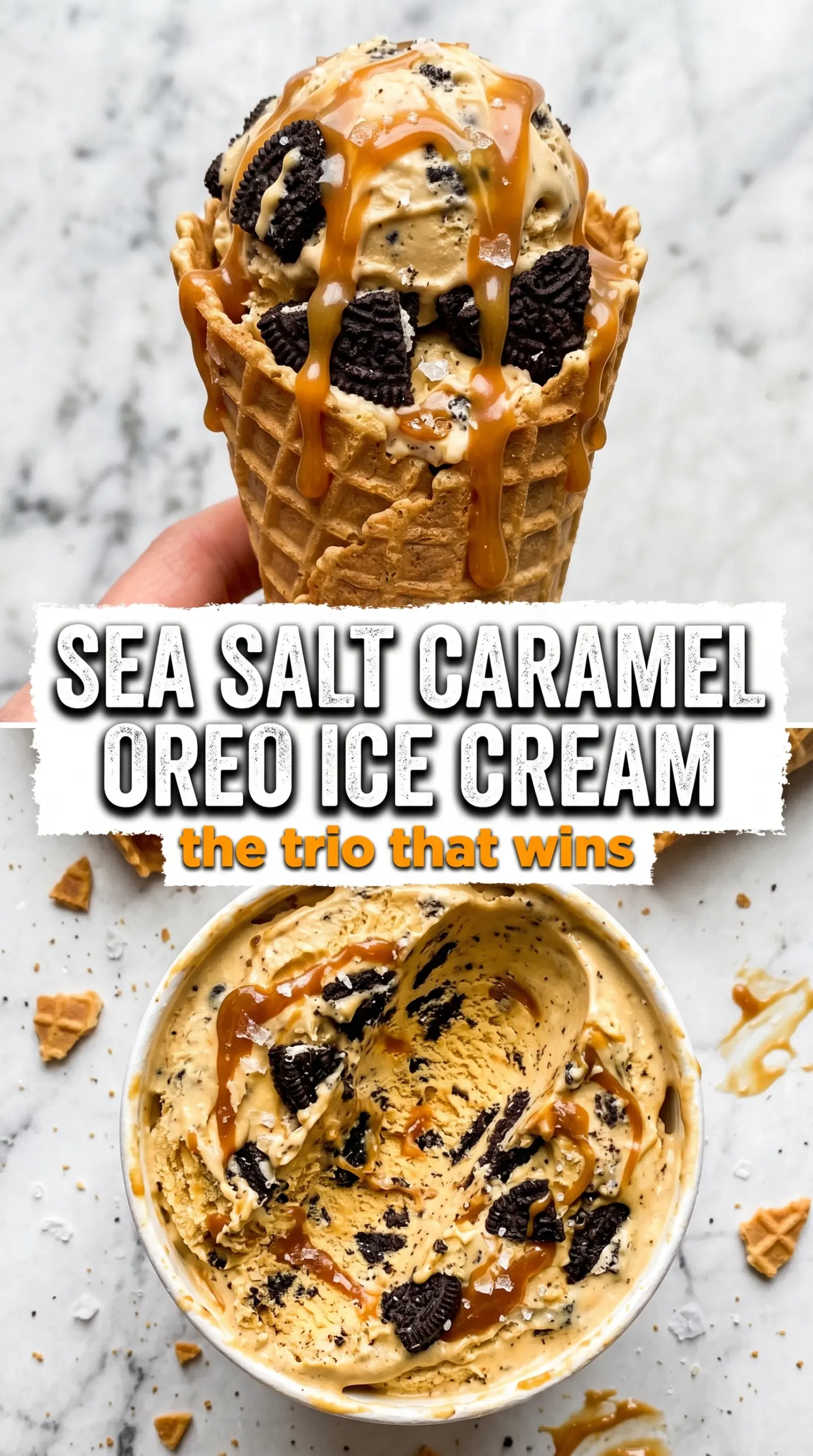 Sea salt caramel Oreo ice cream creamy caramel cookie dessert
