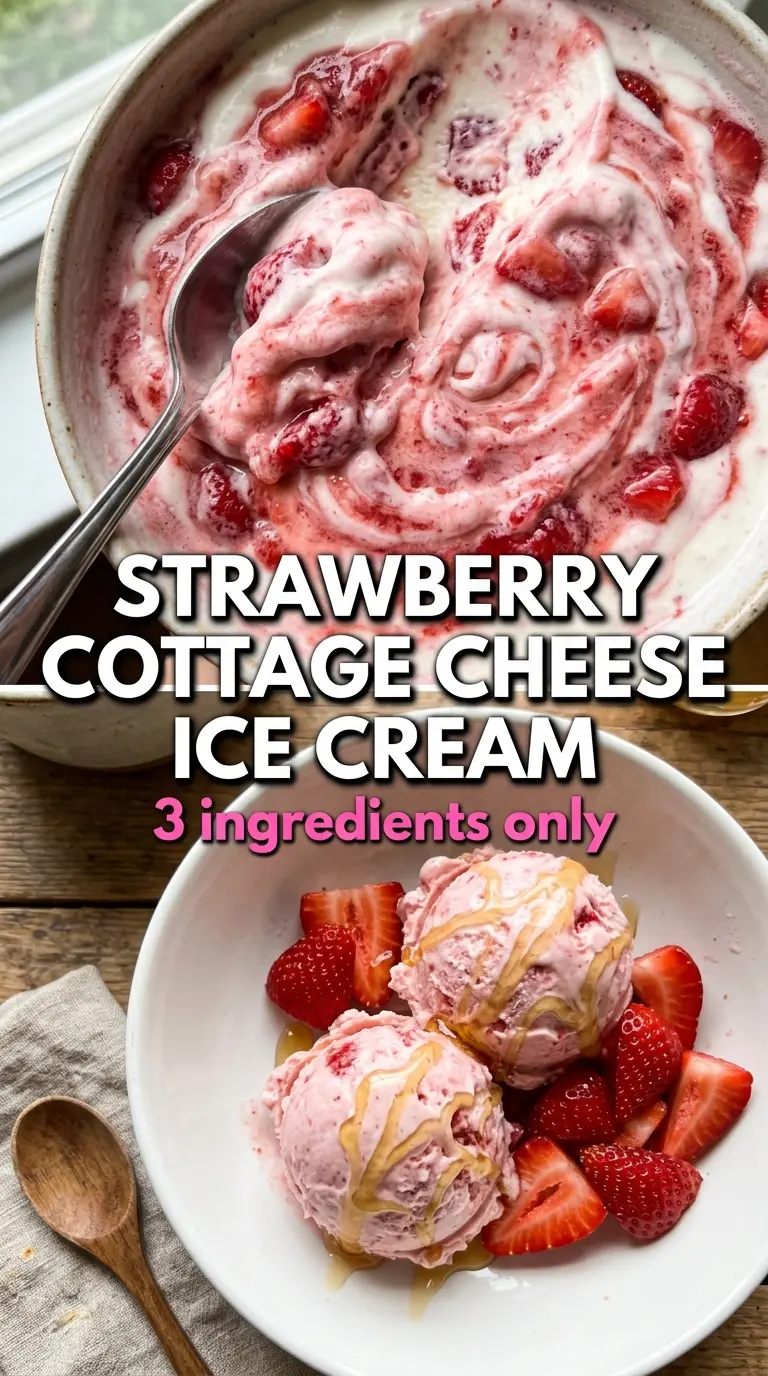 Strawberry cottage cheese ice cream creamy pink