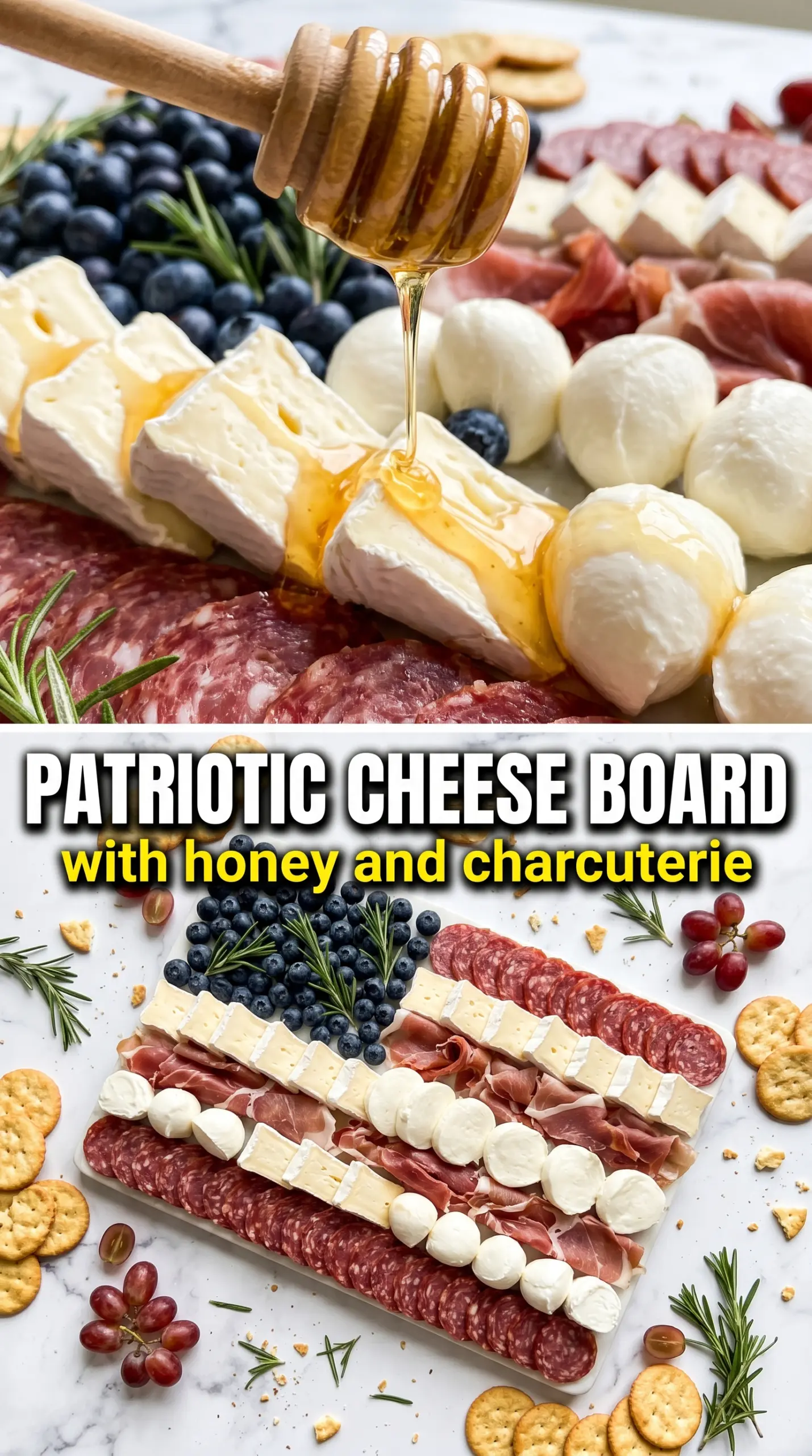 American Flag Charcuterie Board patriotic red white blue