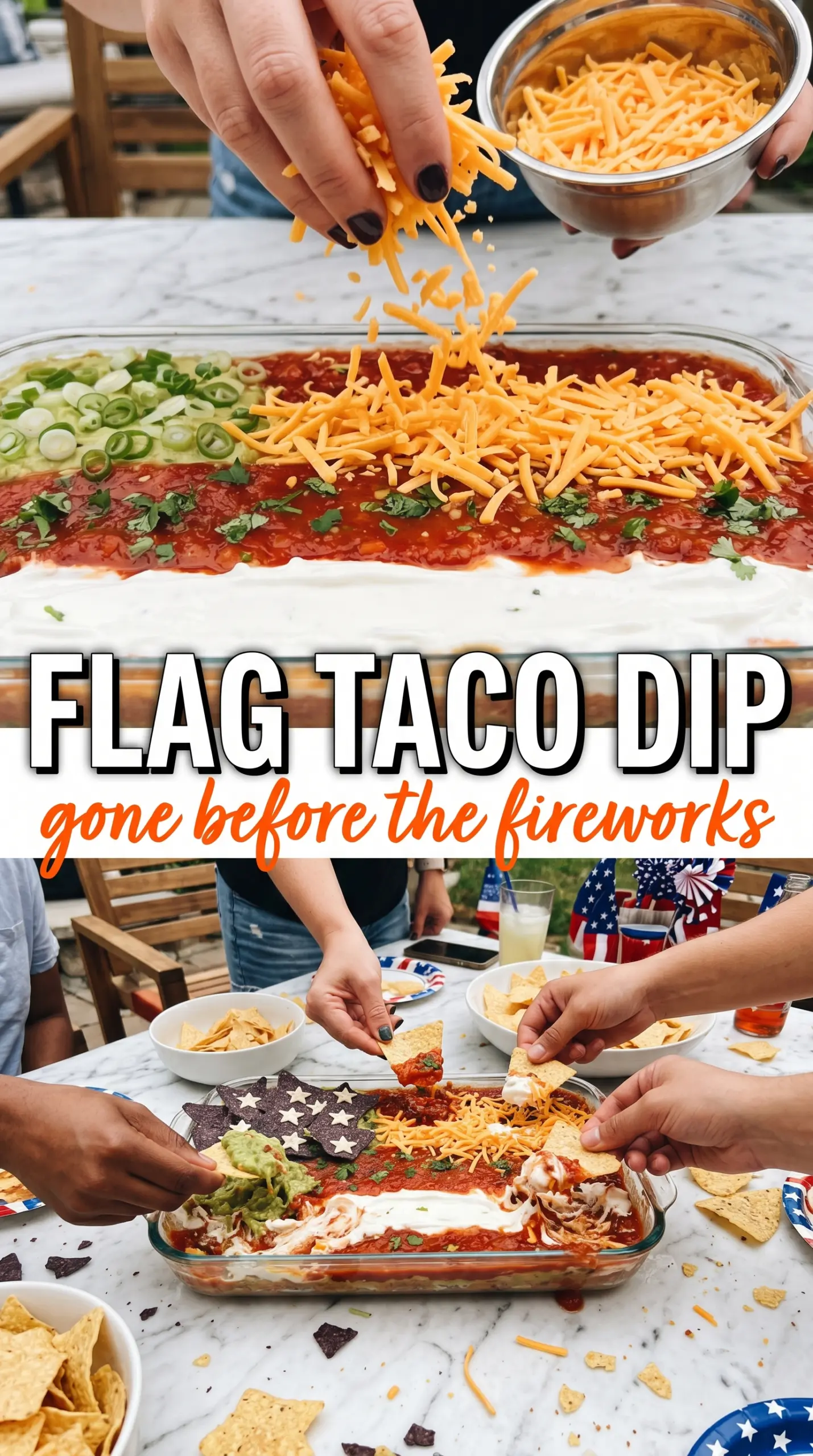 American Flag Taco Dip colorful layered party dip