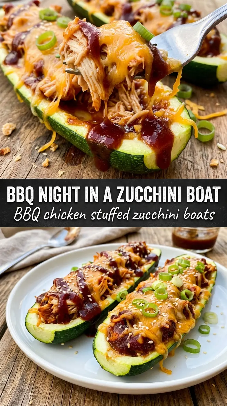 BBQ Chicken Zucchini Boats smoky cheesy low carb