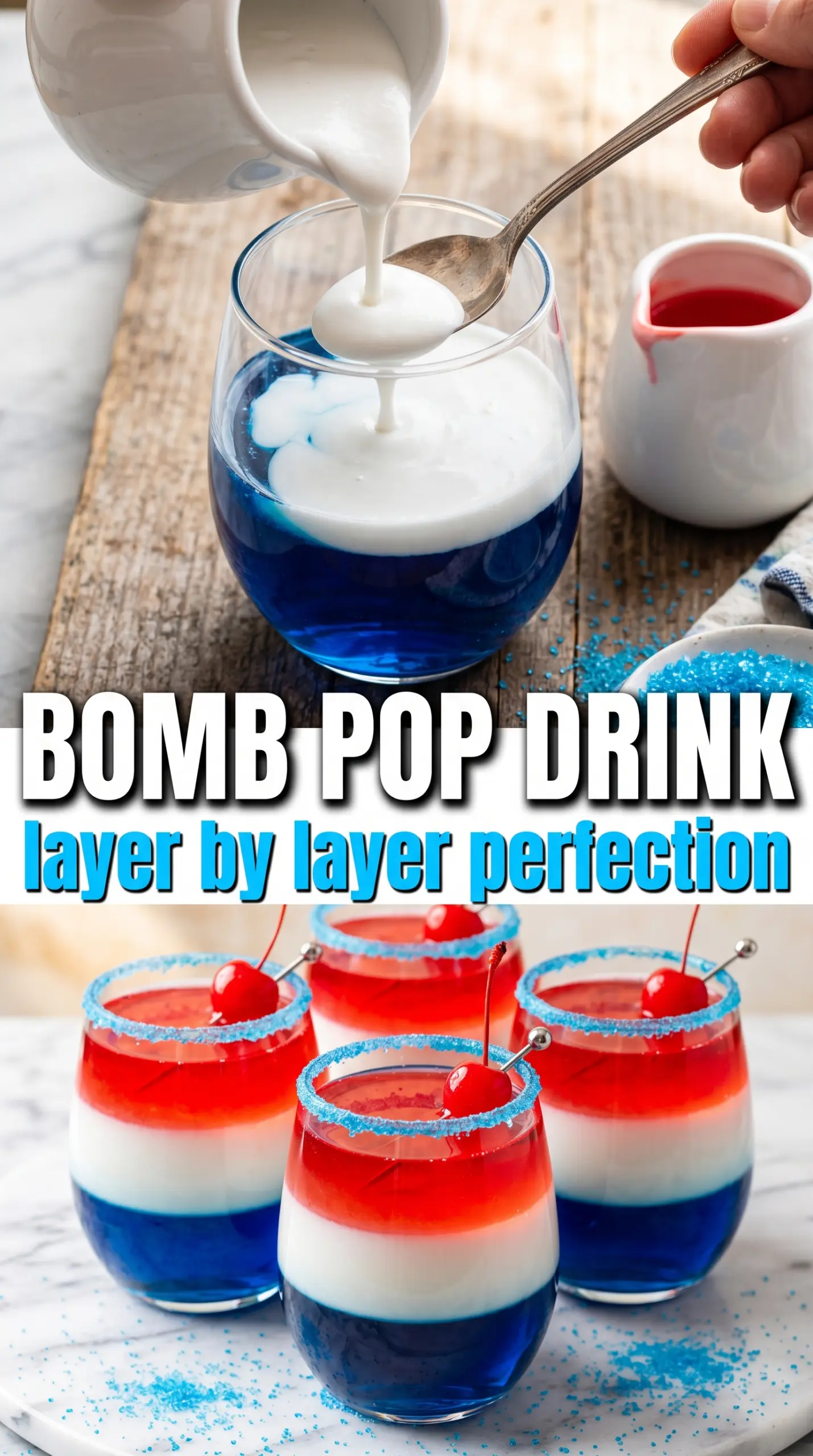 Bomb Pop Cocktail layered red white blue