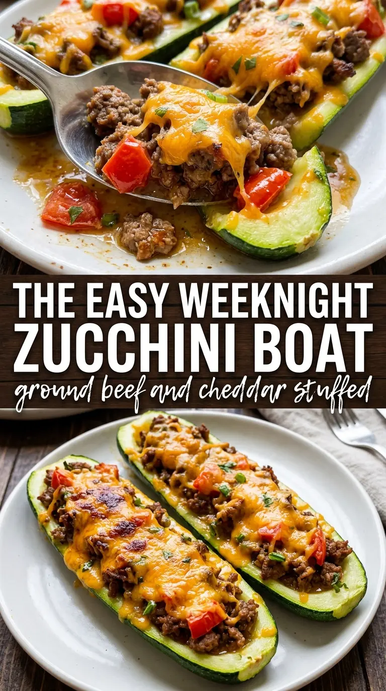 Ground Beef Zucchini Boats cheesy baked