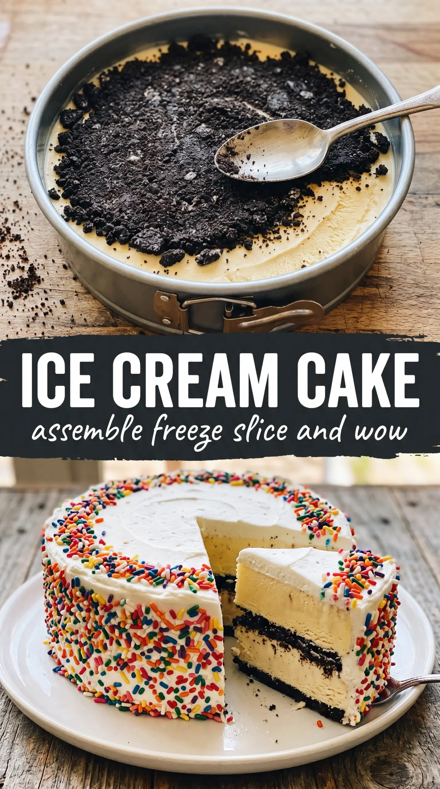 Ice cream cake Oreo vanilla strawberry