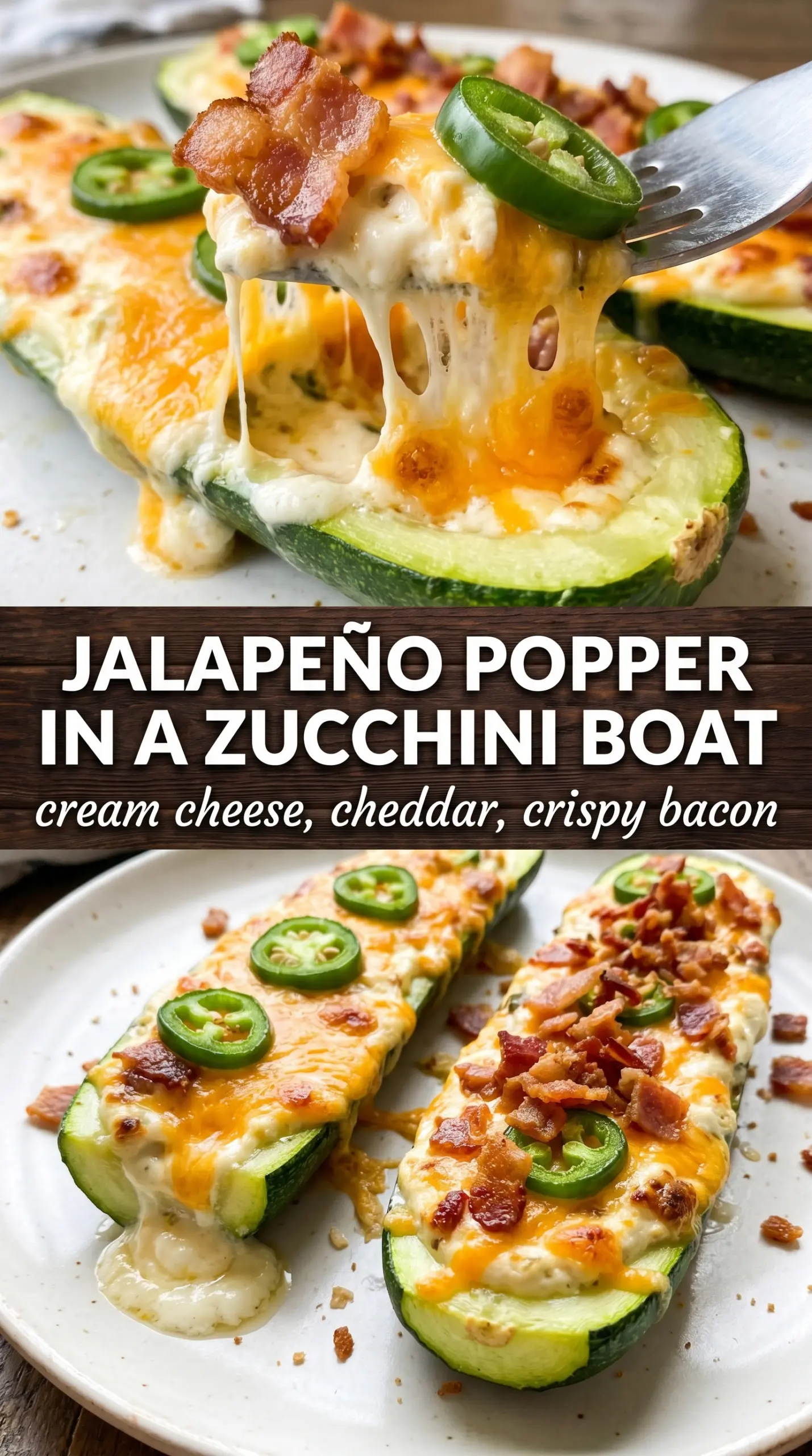 Jalapeño Popper Zucchini Boats creamy spicy cheesy