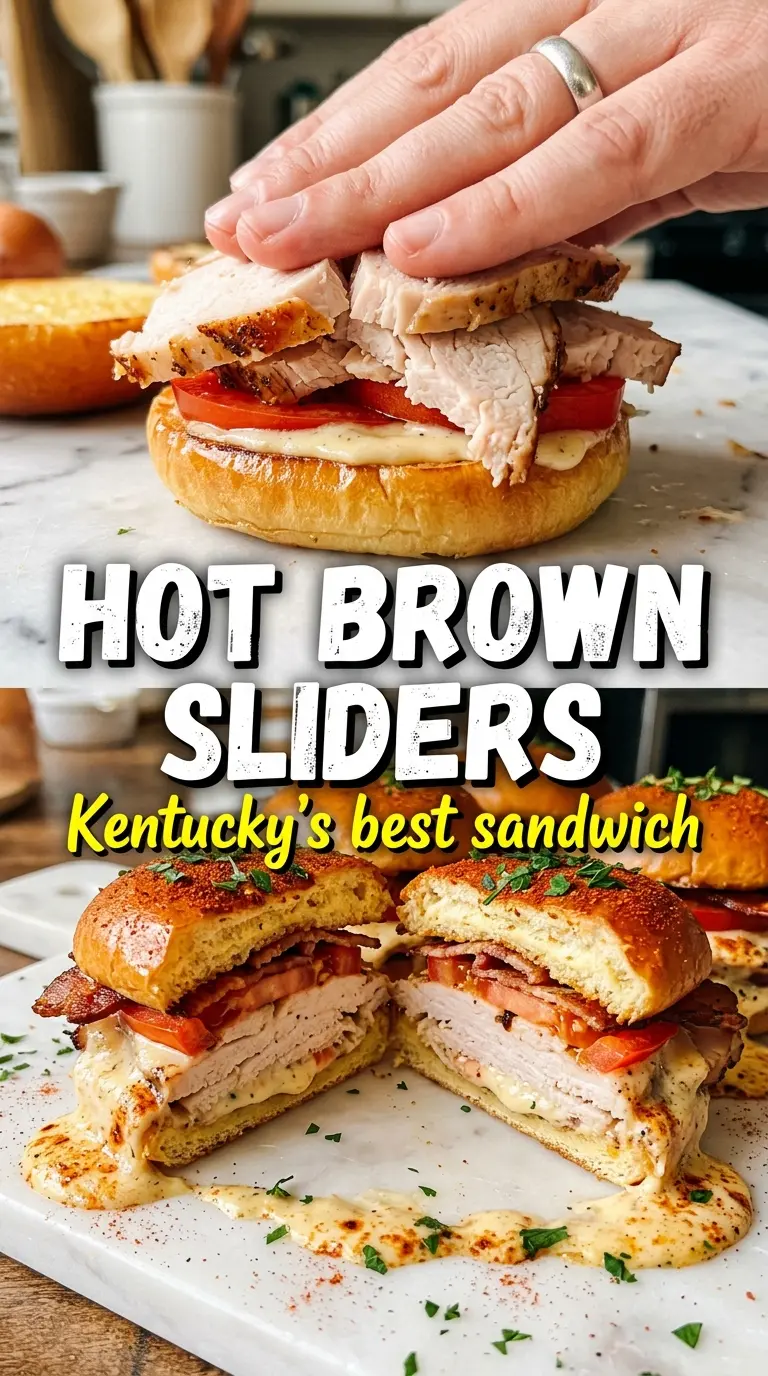 Kentucky Hot Brown Sliders creamy cheesy bacon