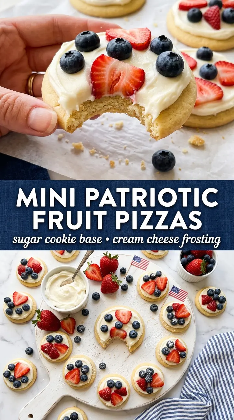 Mini Patriotic Fruit Pizzas sweet berries cream cheese