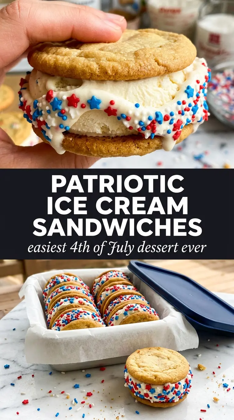 Patriotic Mini Ice Cream Sandwiches red white blue frozen dessert