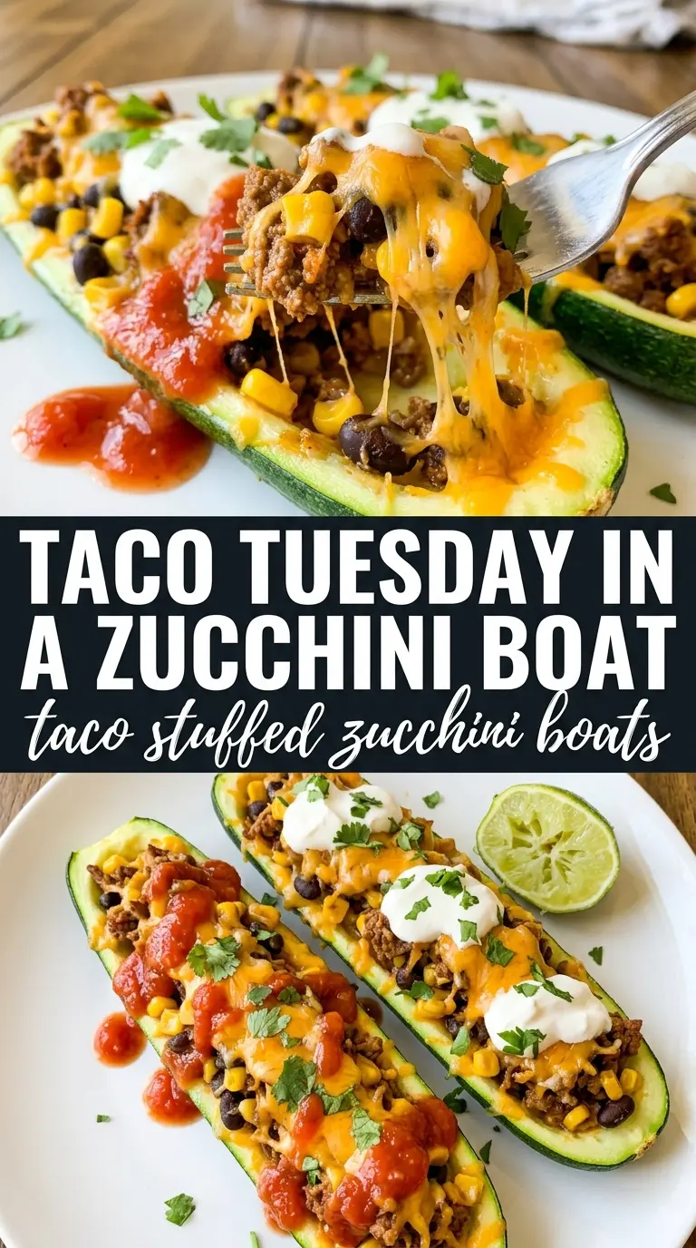 Taco Stuffed Zucchini Boats cheesy Tex-Mex