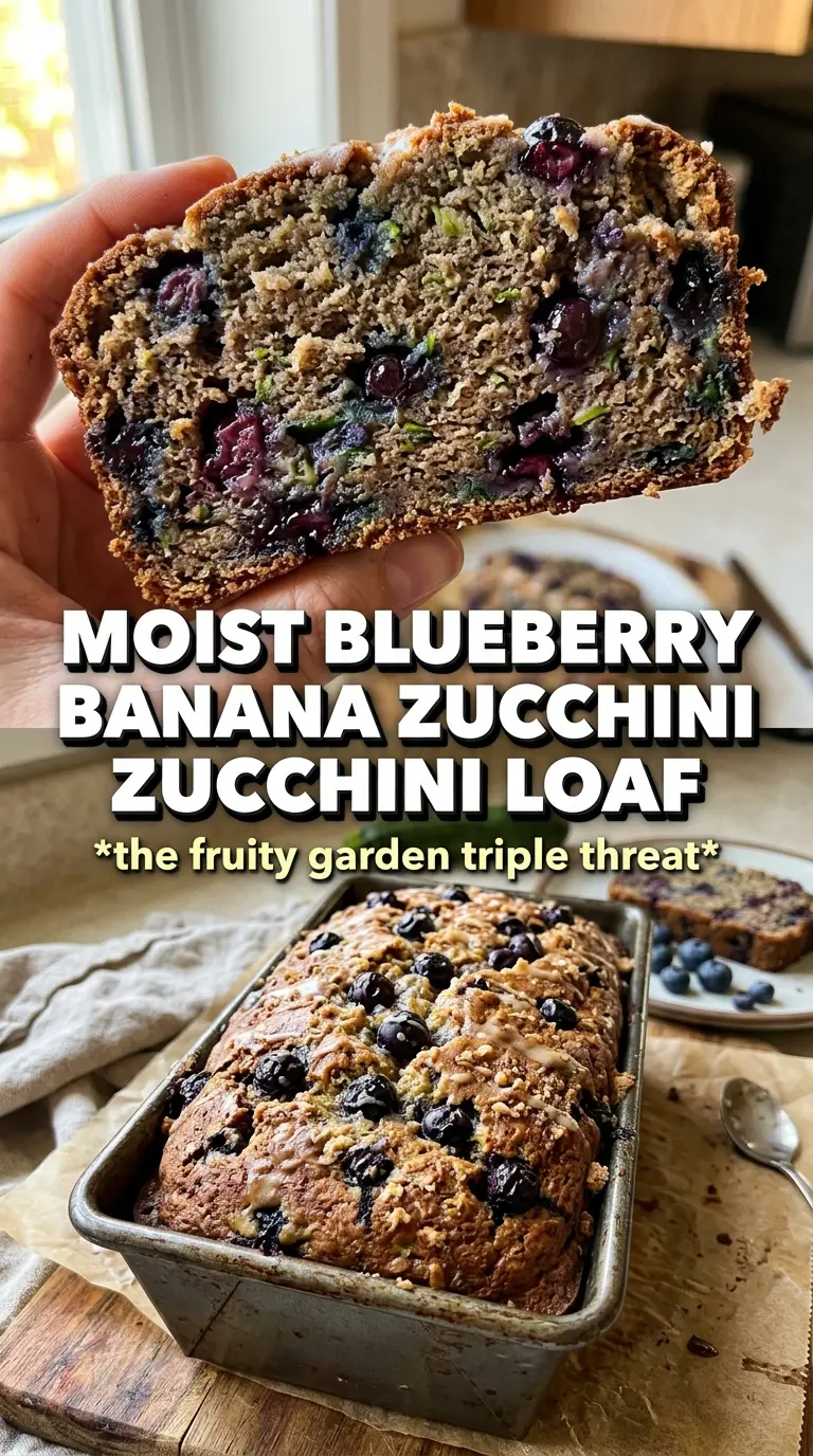 Blueberry Banana Zucchini Bread golden crumb juicy blueberries