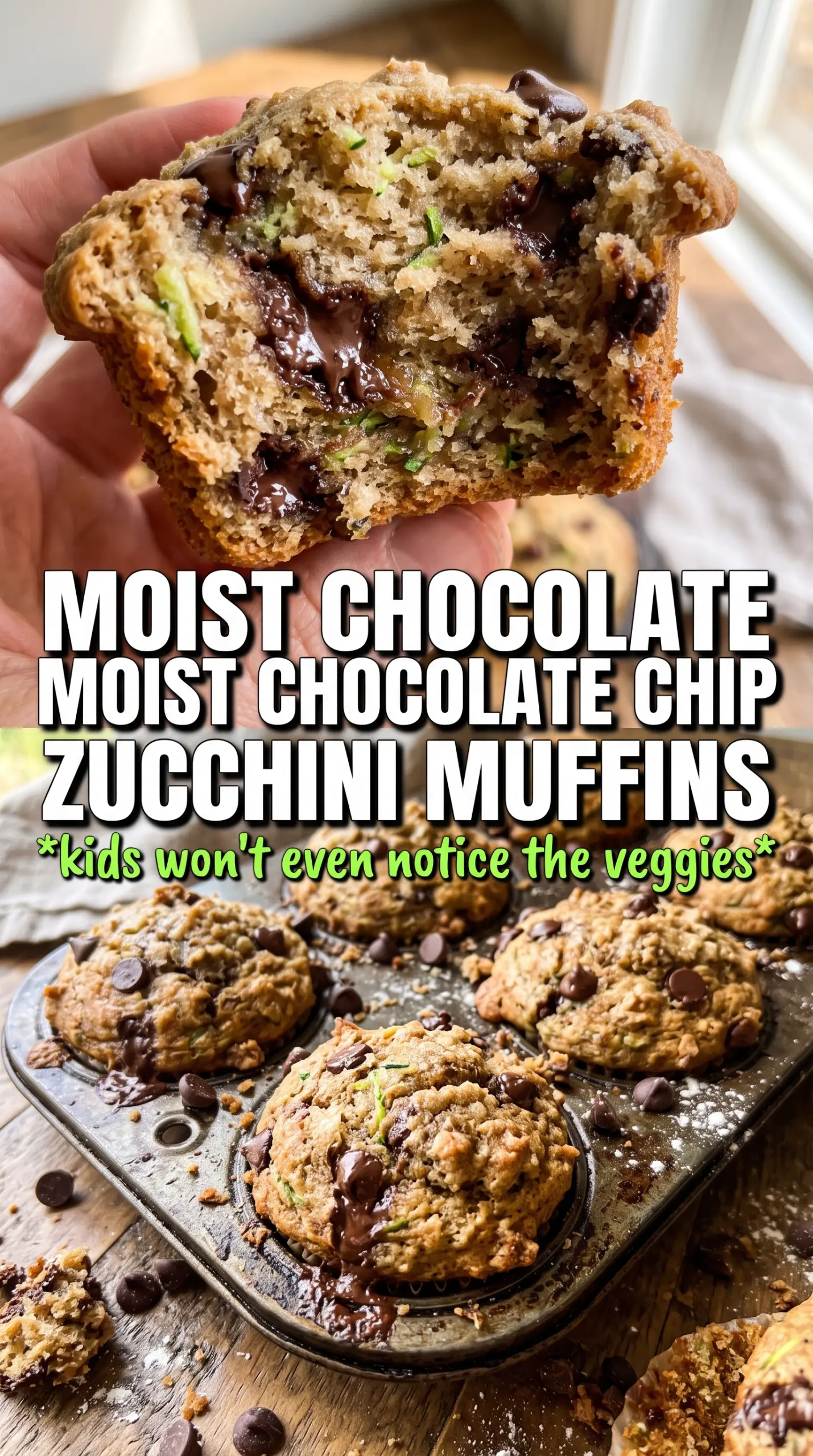 Chocolate Chip Zucchini Muffins moist chocolate-studded