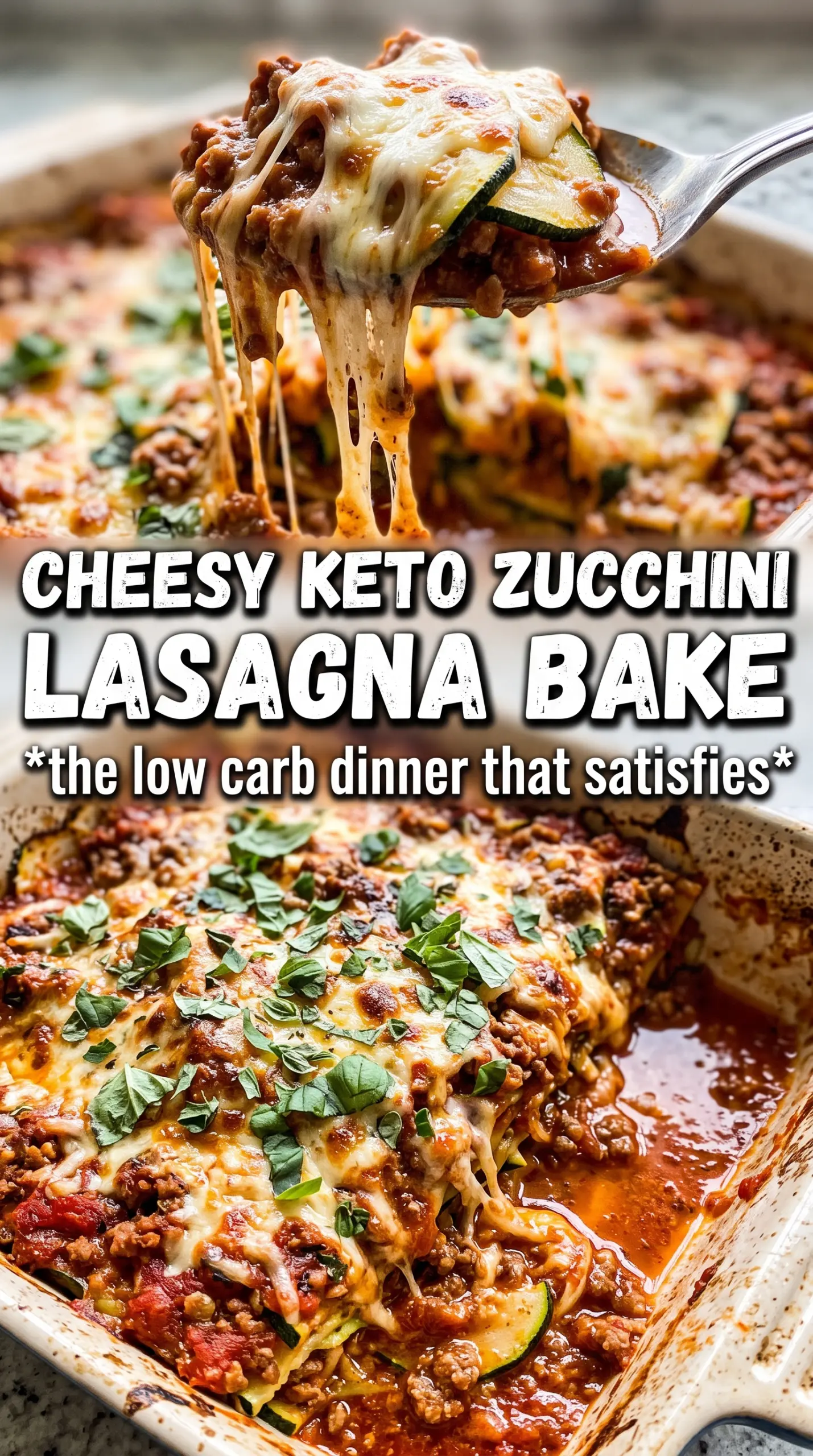 Keto Zucchini Lasagna rich layered slices