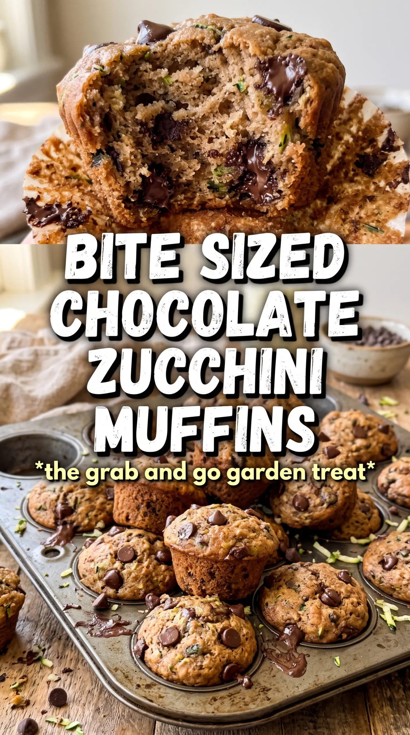 Mini Zucchini Chocolate Chip Muffins bite-sized chocolate chip