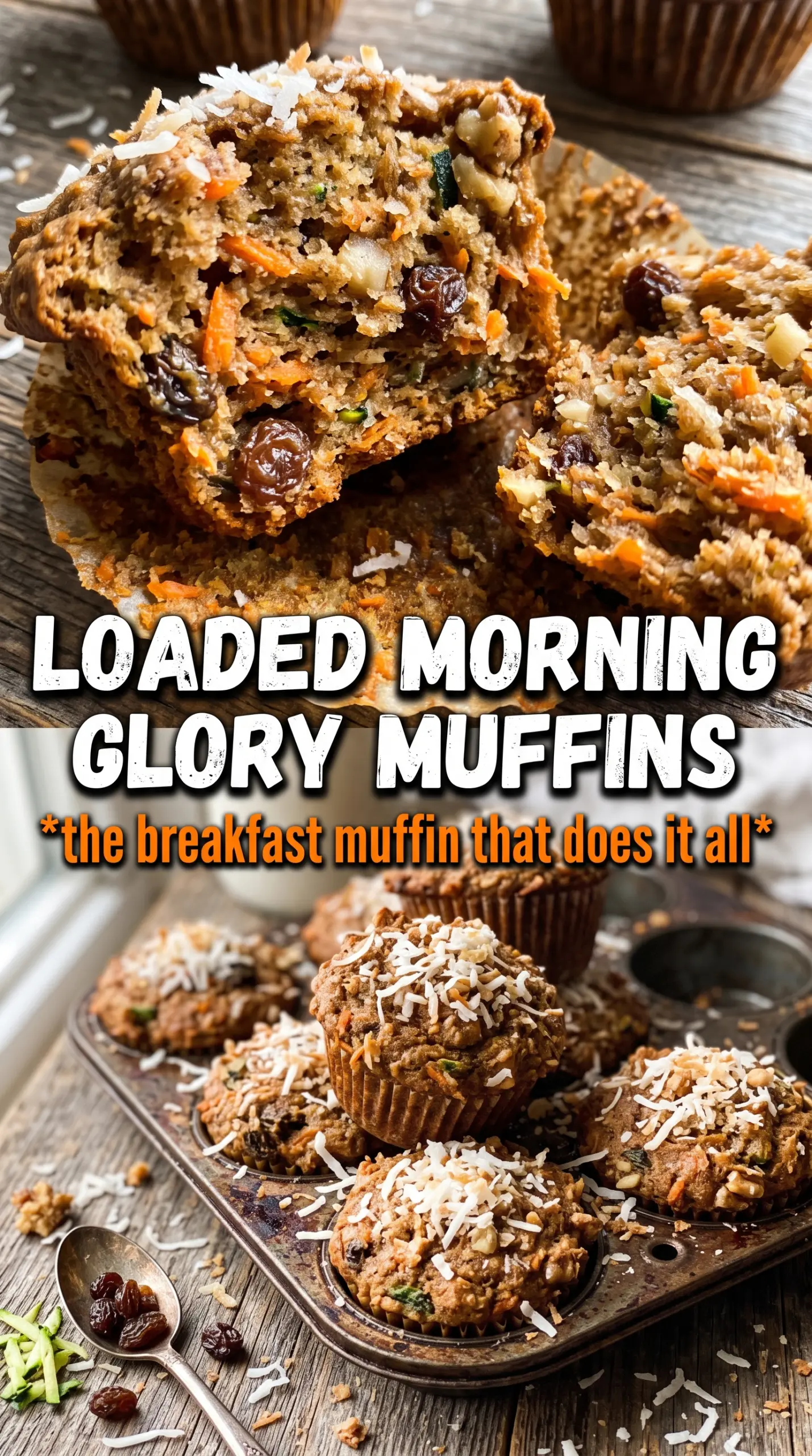 Morning Glory Zucchini Carrot Muffins with carrot coconut pineapple