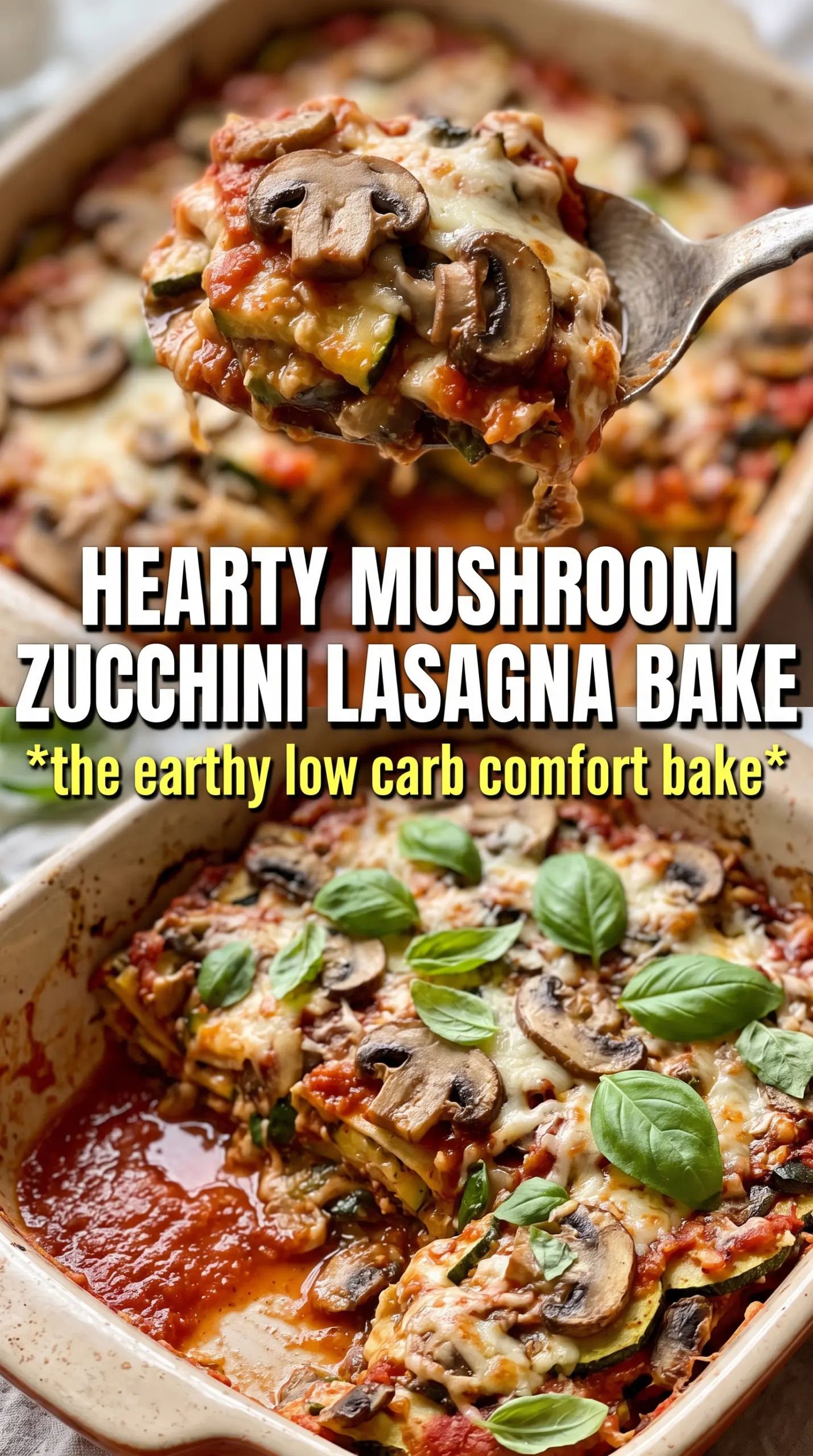 Mushroom Zucchini Lasagna savory layers creamy melted