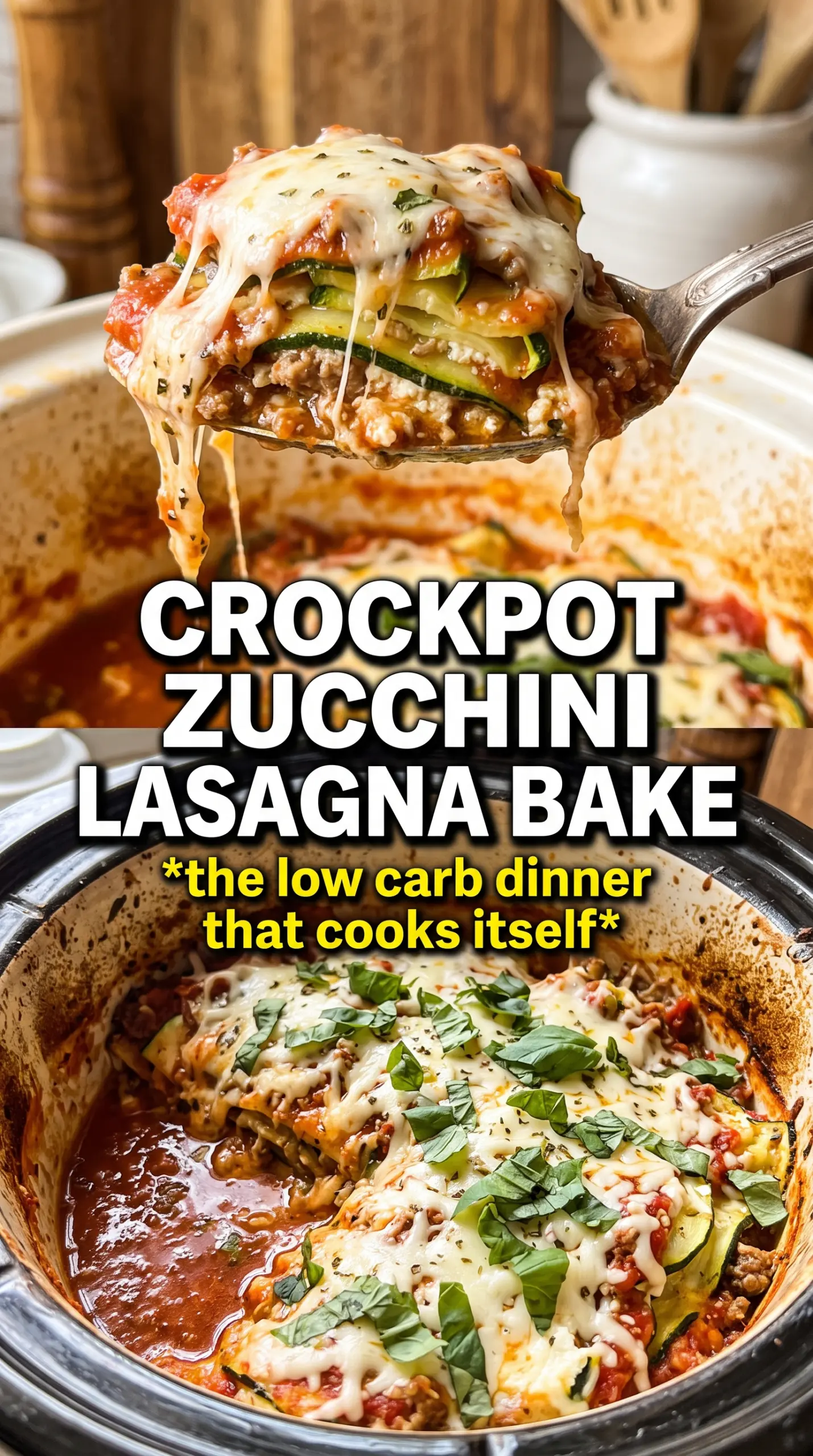 Slow Cooker Zucchini Lasagna layered, cheesy, tender