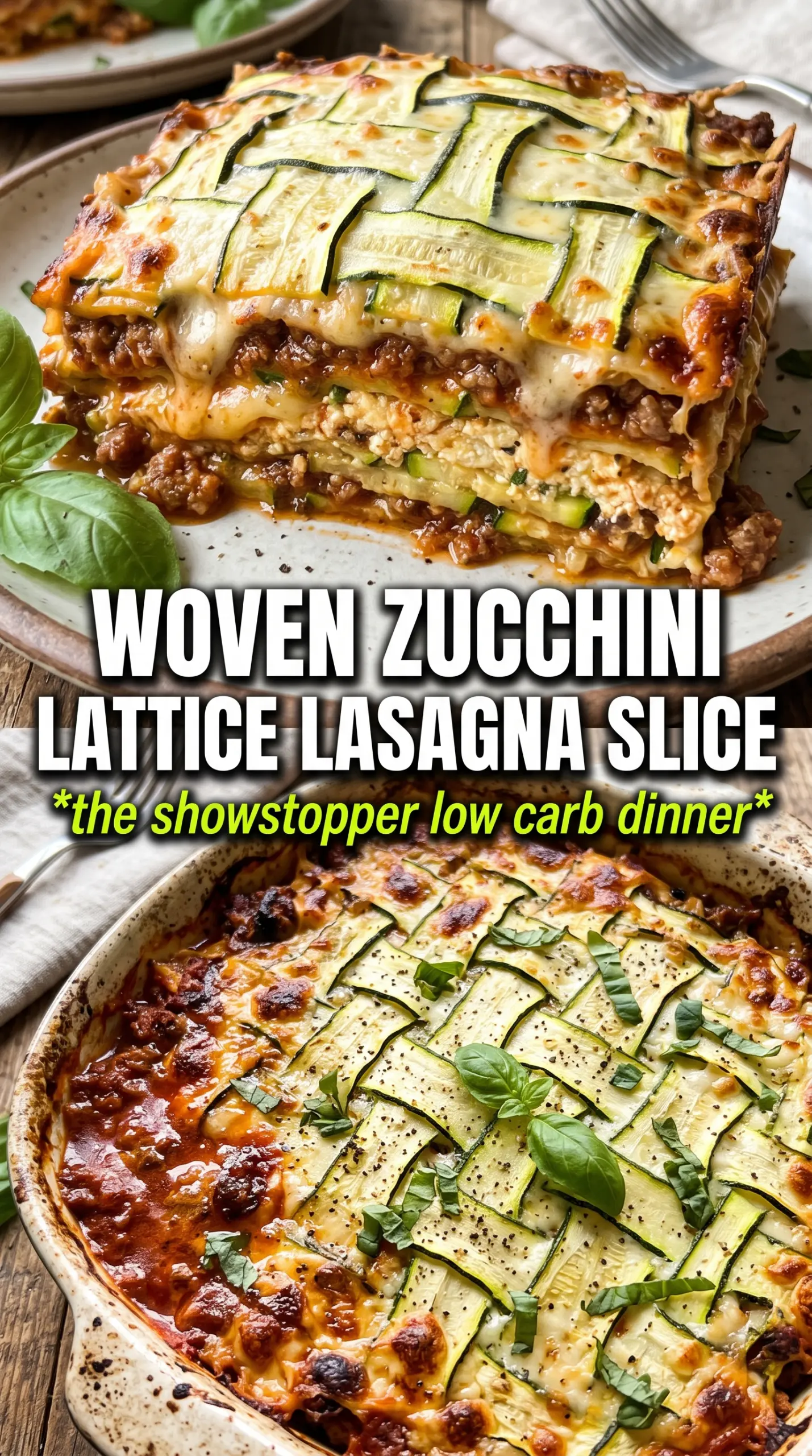 Zucchini Lattice Lasagna woven zucchini golden