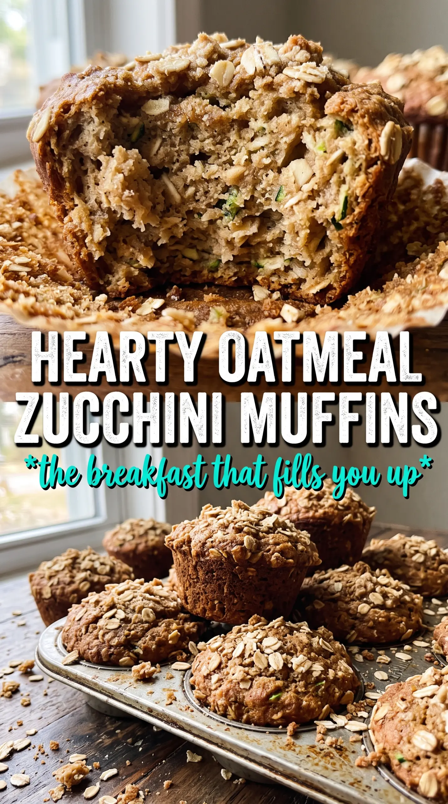 Zucchini Oatmeal Muffins rustic hearty