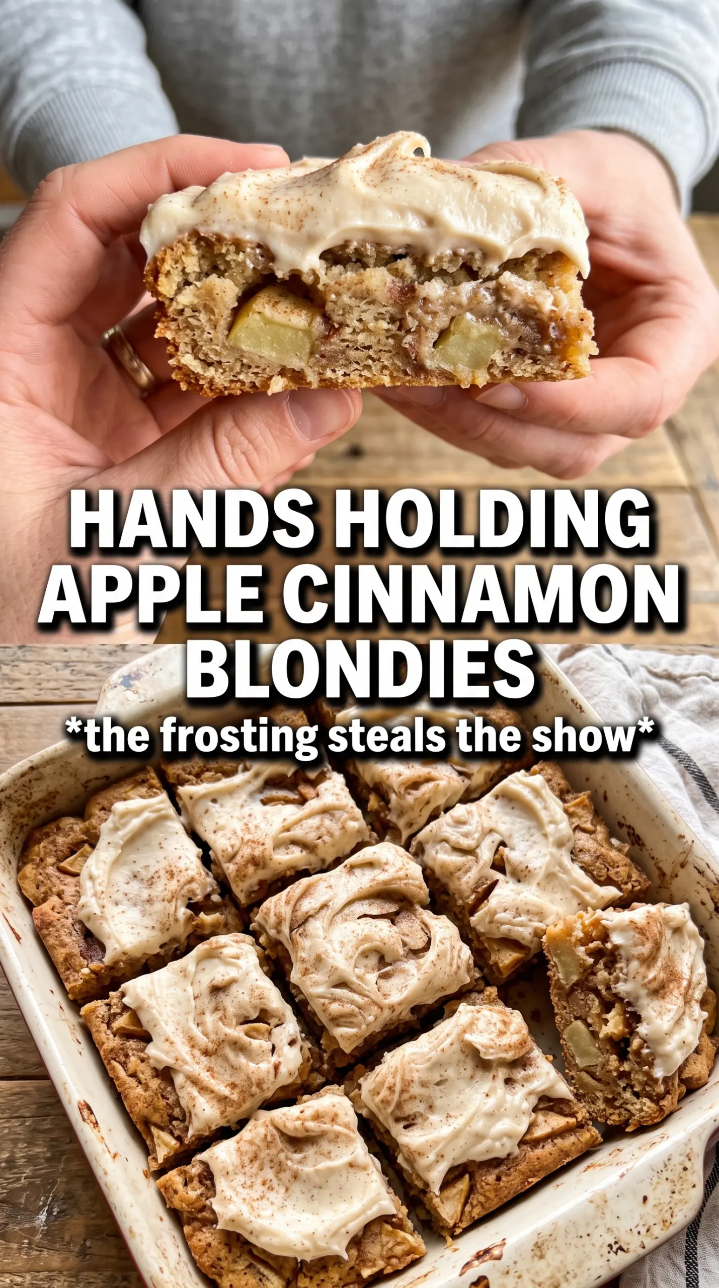 Apple Cinnamon Blondies With Maple Cream Cheese Frosting chewy maple-frosted bars