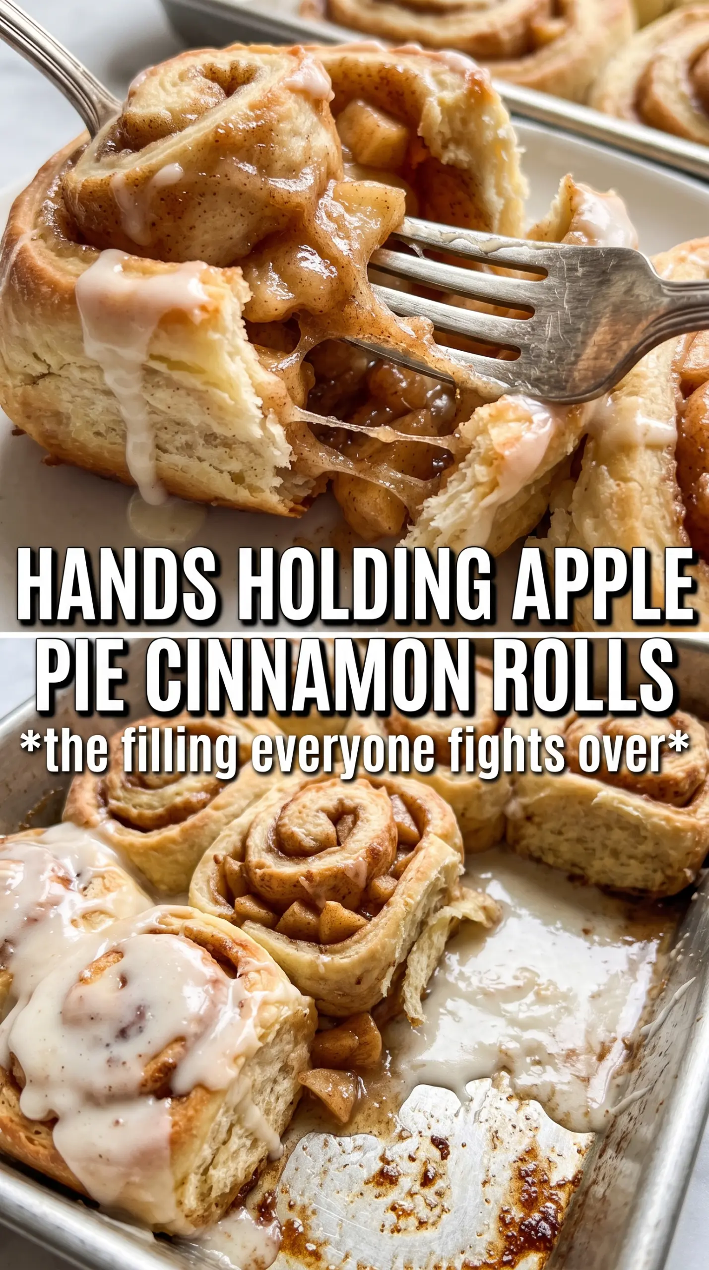 Apple Pie Cinnamon Rolls golden swirls cream cheese glaze caramel
