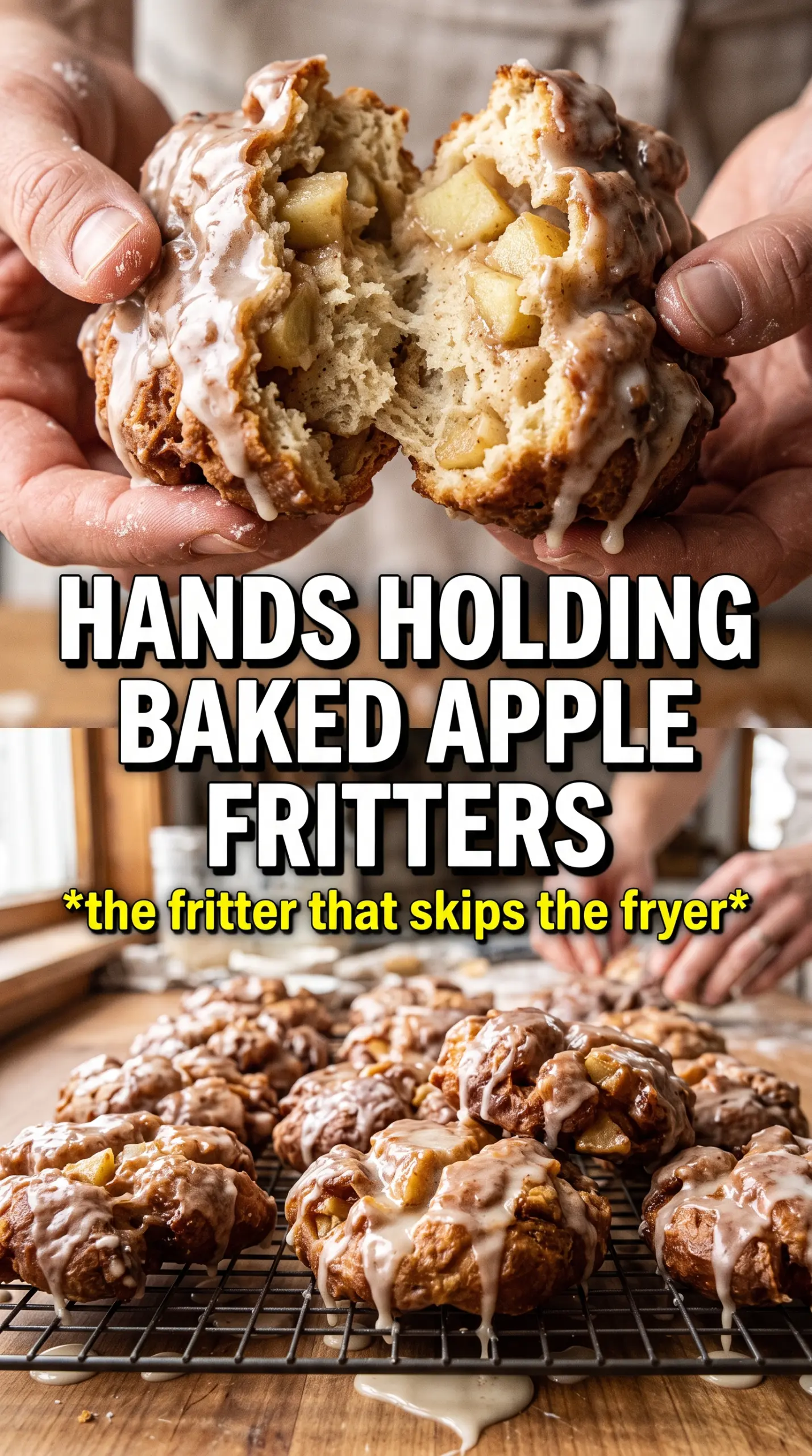 Baked Apple Fritters golden glazed apple-spiced
