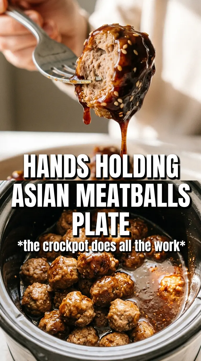 Crockpot Asian Meatballs sticky glazed tender
