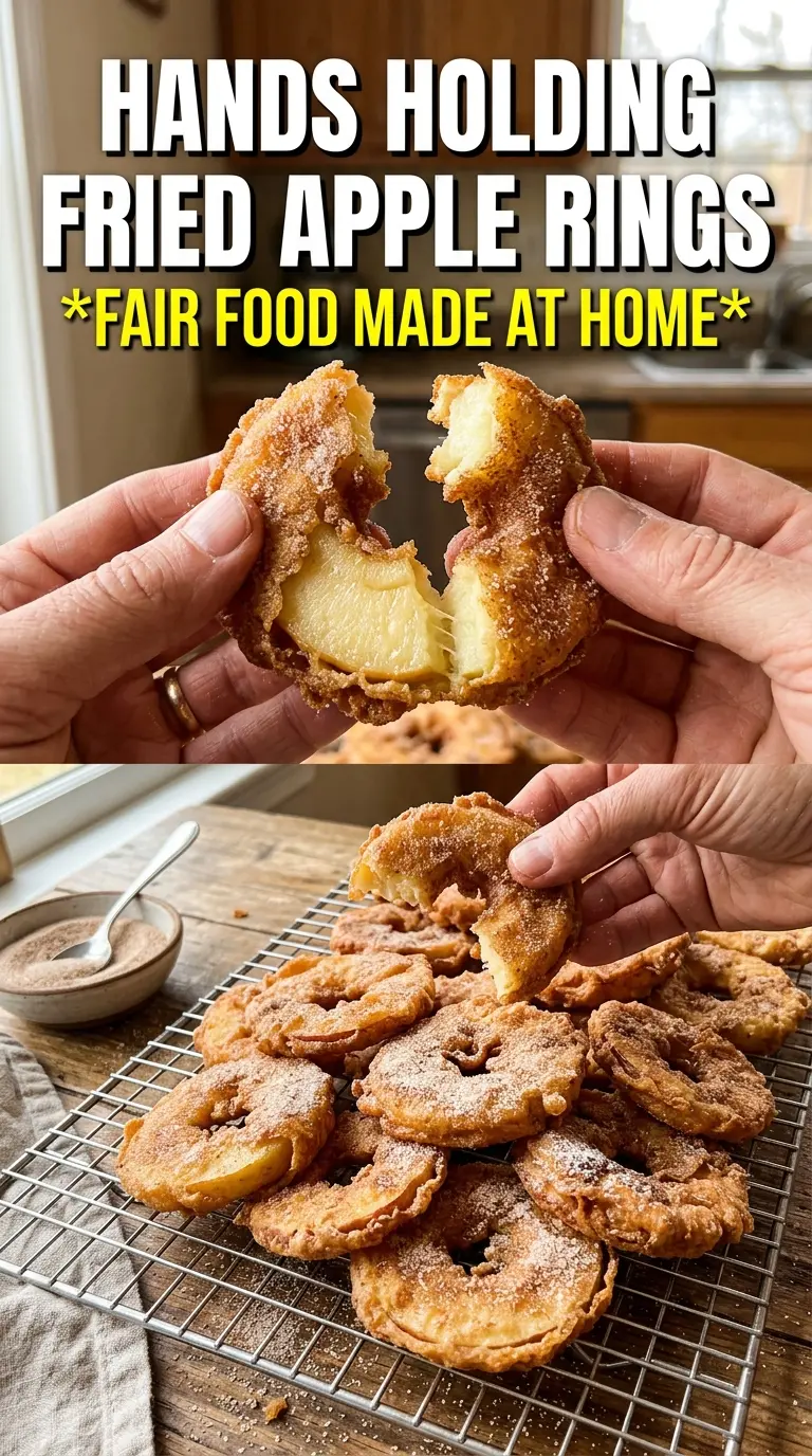 Fried apple rings golden cinnamon-sugar