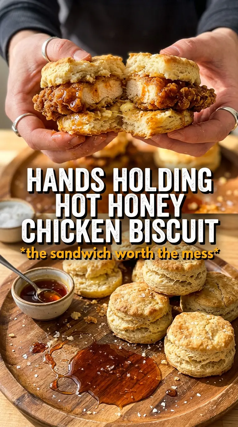 Hot Honey Chicken Biscuits crispy flaky glossy
