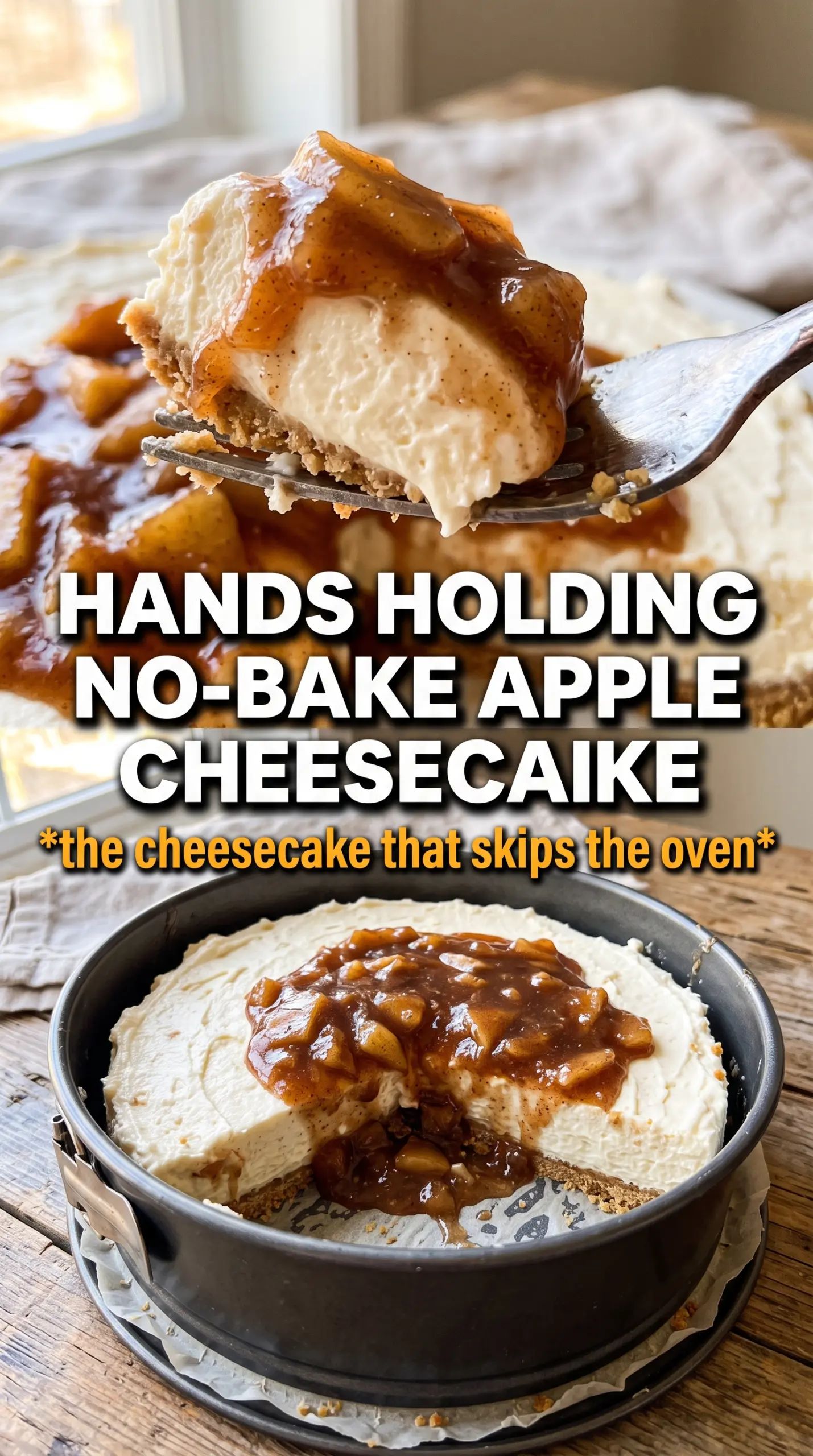 No-Bake Apple Pie Cheesecake creamy spiced slice
