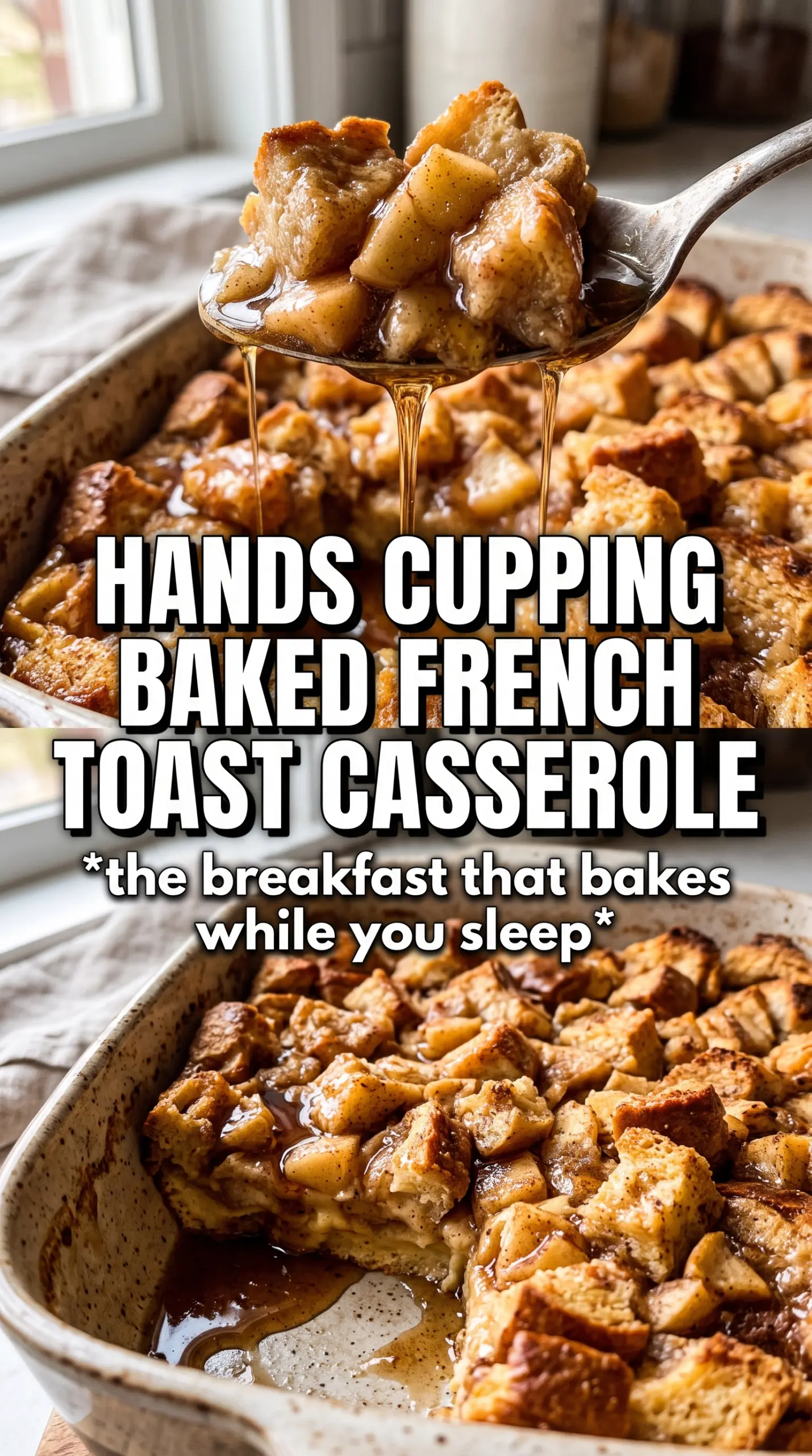 Overnight Cinnamon Apple Baked French Toast Casserole, golden streusel, caramelized apples