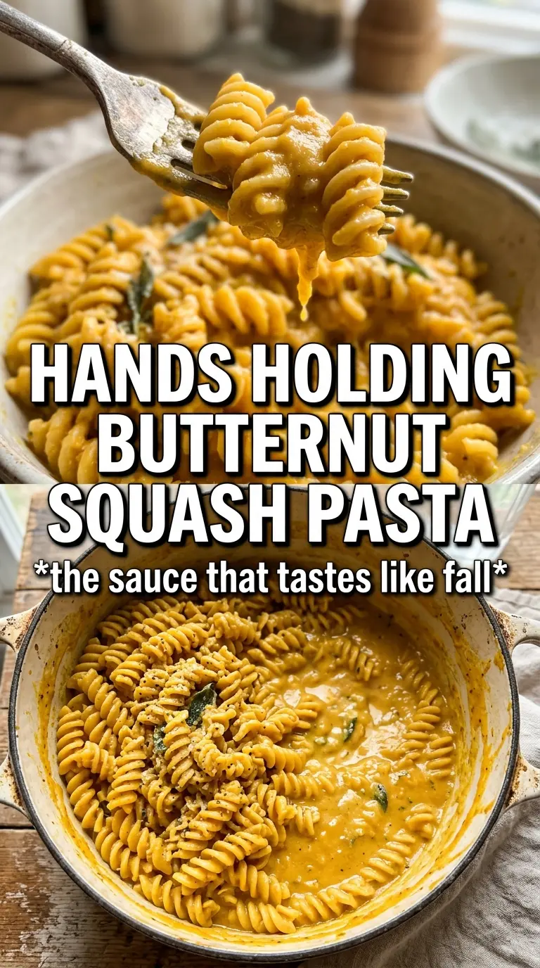 Roasted Garlic Butternut Squash Pasta creamy golden
