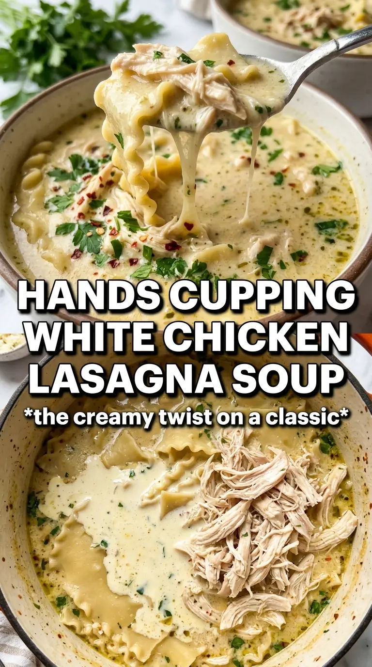 Roasted Garlic White Chicken Lasagna Soup creamy savory comforting