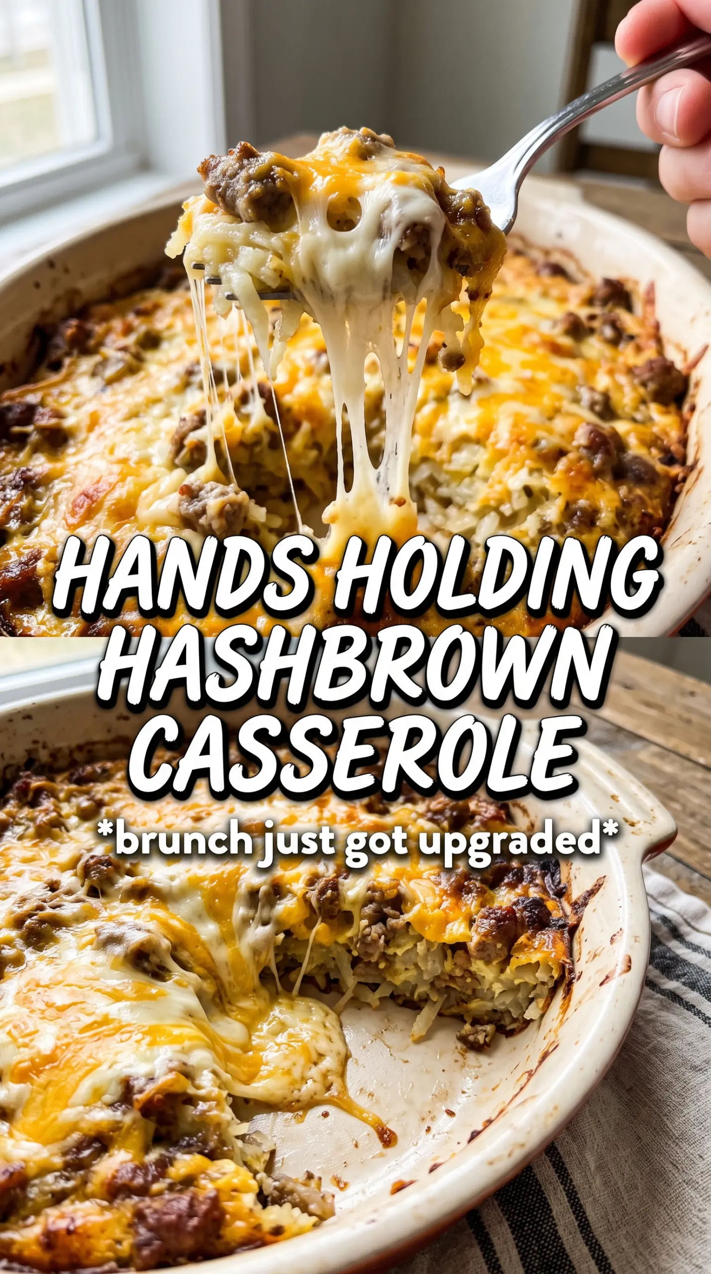 Sausage Egg And Cream Cheese Hashbrown Casserole golden creamy hearty