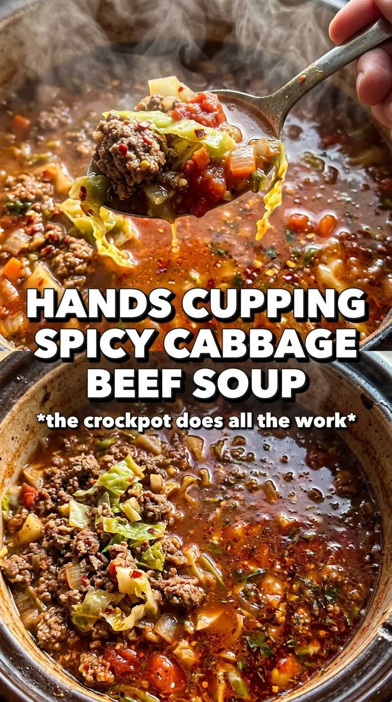 Slow Cooker Spicy Cabbage Beef Soup hearty spicy