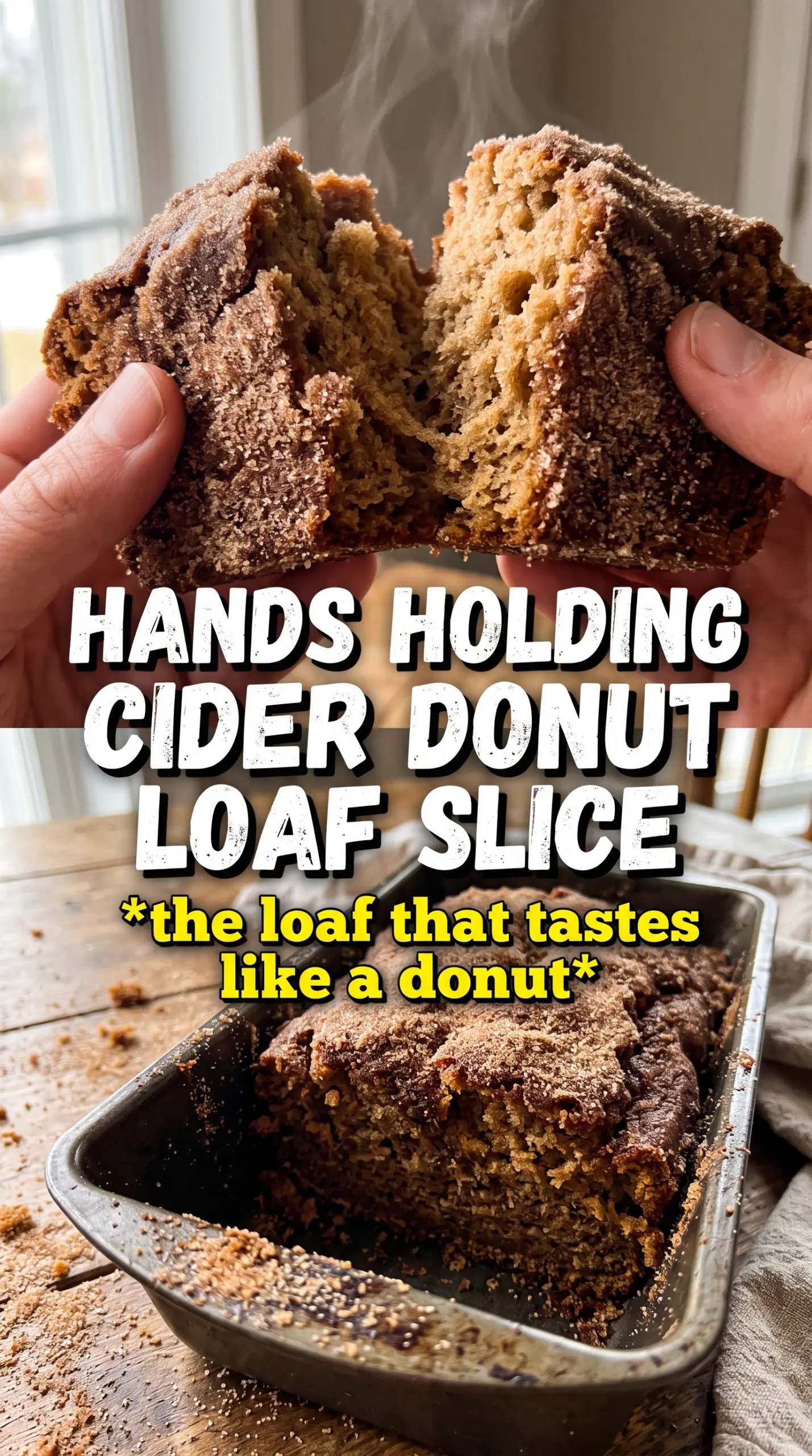 Spiced Apple Cider Donut Loaf with cinnamon sugar
