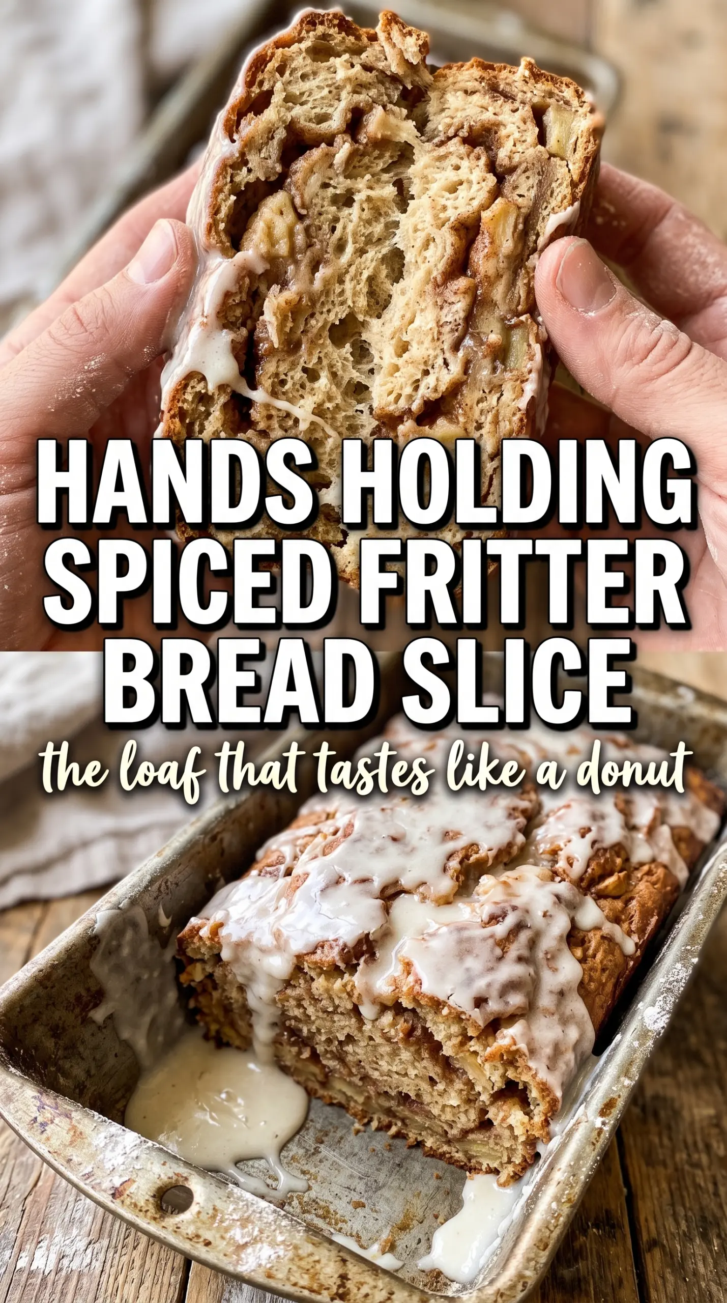 Spiced Apple Fritter Bread with cinnamon glaze, apple swirl