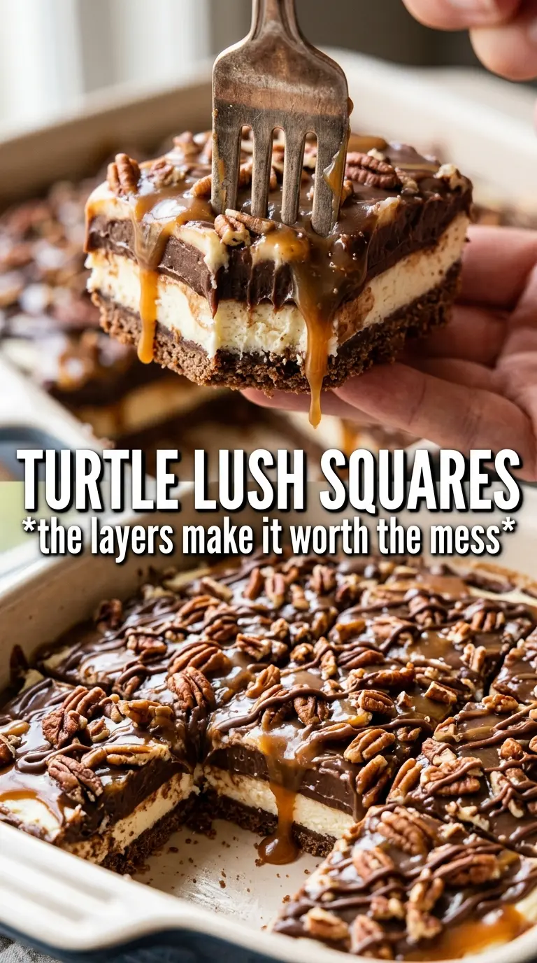 Turtle Lush layered dessert pecan chocolate caramel